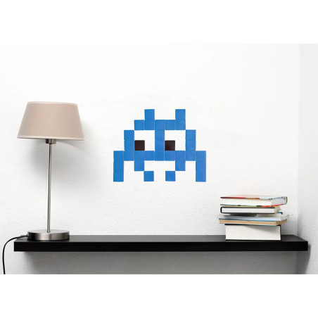 Pixel Box Invader Bleu - Mosaïque Classic signé Fenel & Arno