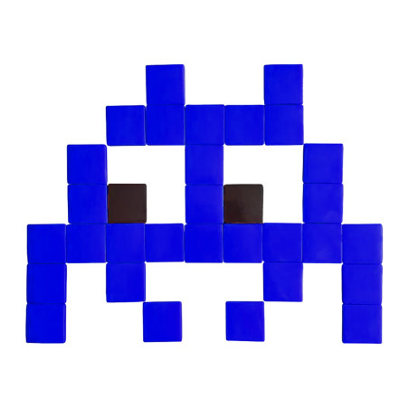 Pixel Box Invader Bleu Foncé - Mosaïque Classic signé Fenel & Arno