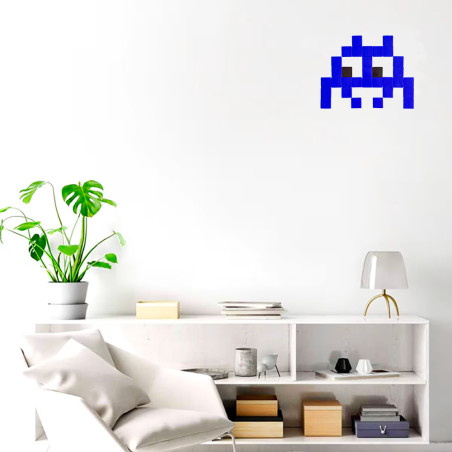 Pixel Box Invader Bleu Foncé - Mosaïque Classic signé Fenel & Arno