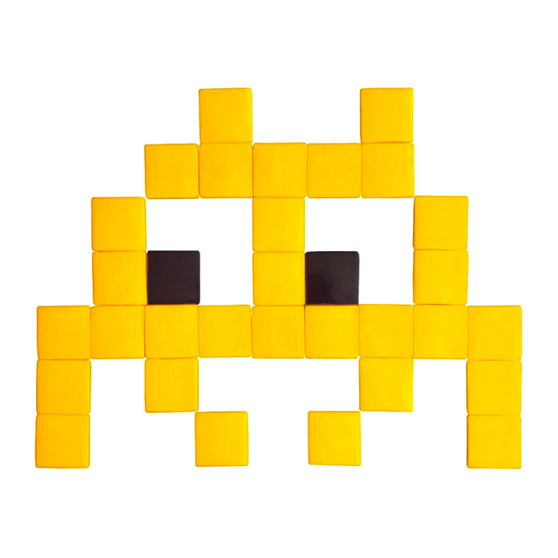 Pixel Box Invader Jaune- Mosaïque Classic signé Fenel & Arno