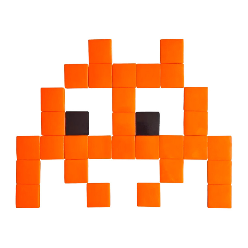 Pixel Box Invader Orange - Mosaïque Classic signé Fenel & Arno