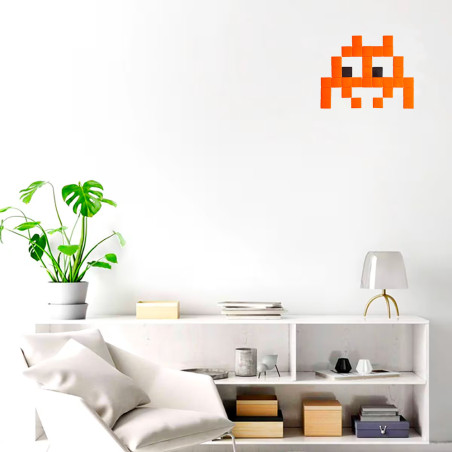 Pixel Box Invader Orange - Mosaïque Classic signé Fenel & Arno