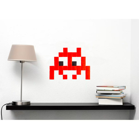 Pixel Box Invader Rouge - Mosaïque Classic signé Fenel & Arno