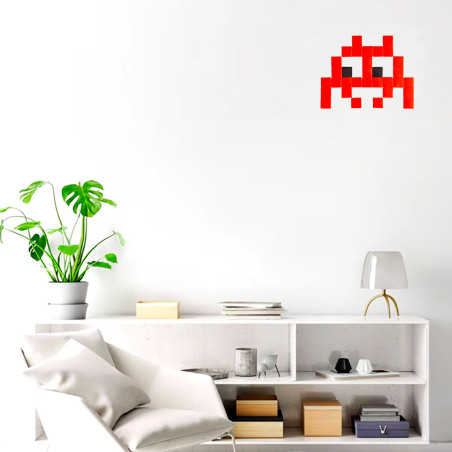 Pixel Box Invader Rouge - Mosaïque Classic signé Fenel & Arno