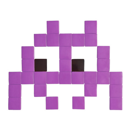 Pixel Box Invader Violet - Mosaïque Classic signé Fenel & Arno