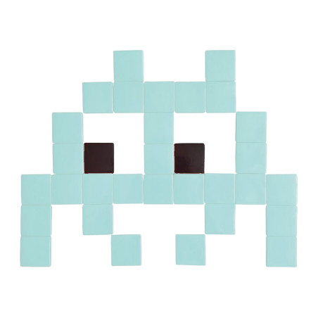 Pixel Box Invader bleu Pastel - Mosaïque Classic signé Fenel & Arno