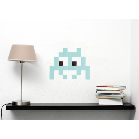 Pixel Box Invader bleu Pastel - Mosaïque Classic signé Fenel & Arno
