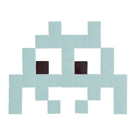 Pixel Box Invader Gris Pastel - Mosaïque Classic signé Fenel & Arno