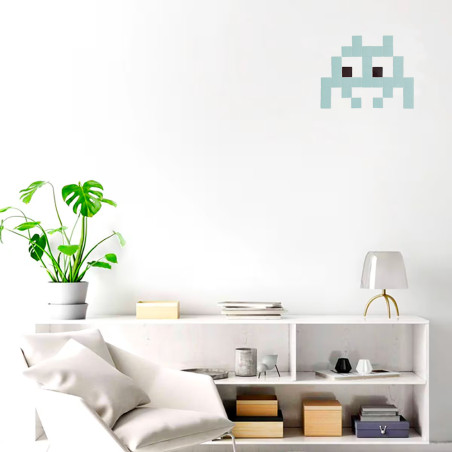 Pixel Box Invader Gris Pastel - Mosaïque Classic signé Fenel & Arno