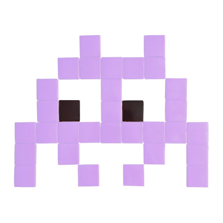Pixel Box Invader Pastel Lilas - Mosaïque Classic signé Fenel & Arno