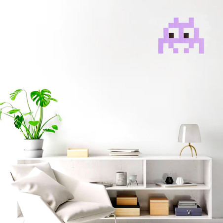 Pixel Box Invader Pastel Lilas - Mosaïque Classic signé Fenel & Arno