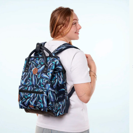 Sac à Dos Cabaia Adventurer Fontainebleau - Bleu à Motifs - taille Médium