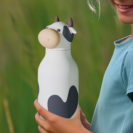 Gourde Isotherme Bestie Cow - Asobu - Une vache de 350 ml pour un lait chaud ou froid !