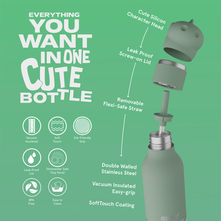 Gourde Isotherme Dino - Asobu - Un Dinosaure de 350 ml que les garçons adorent !