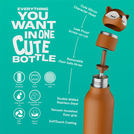 Gourde Isotherme FOX - Asobu - Un Renard de 350 ml qqui donnera pas sa boisson aux corbeaux !