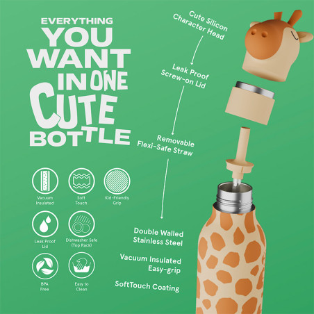Gourde Isotherme GIRAFFE - Asobu - UnE Girafe de 350 ml pour mettre des boissons dans le cou !
