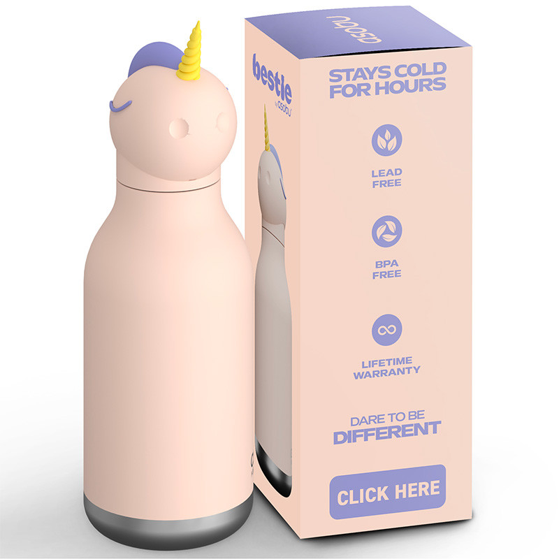 Gourde Isotherme Bestie Unicorn - Asobu - Une licorne de 350 ml pour une boisson que les filles adorent !