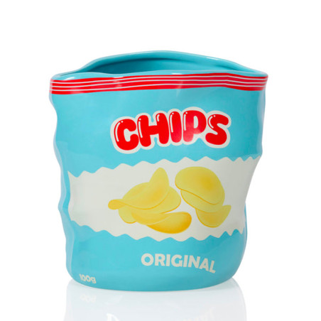Vase Chips Ceramic Bag signé Bitten - En pot, en vide poche ou pour accueillir une plante, ce sac de chips croustille !