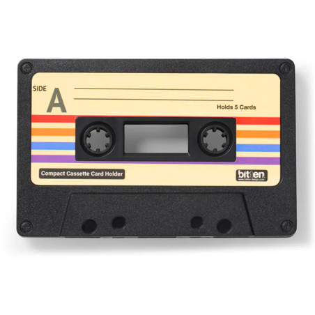 Porte-cartes Cassette Noir - Bitten - La K7 audio pratique qu'on a toujours dans la poche