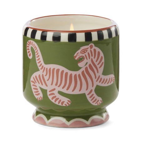Paddywax - Bougie parfumée Tiger - parfum Cèdre noir & Figue – collection Adopo - Pour une maison à l'ambiance sauvage !