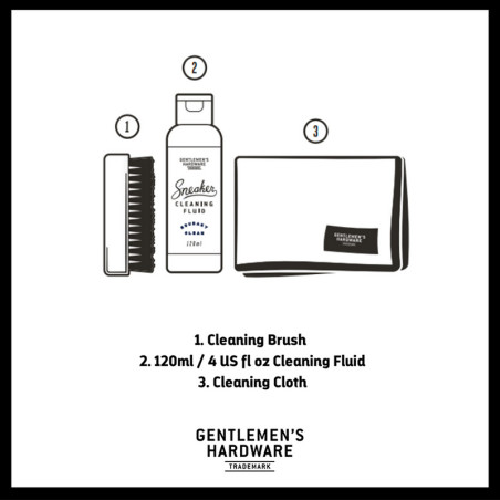Sneaker Cleaning Kit By Gentlemen’s Hardware - Brosse, liquide, chiffon pour des baskets toujours propres  !