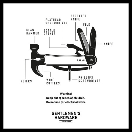 Outil Marteau Multifonctions - 11 Outils  en 1- Gentlemen’s Hardware - L’indispensable outil pour le petit bricolage à la maison