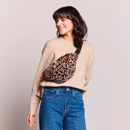 Hindbag Banane Olivia en Fausse Fourrure Léopard - L'indispensable accessoire écoresponsable !