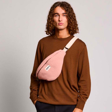 Banane Olivia Teddy Rose Poudré - Nouvelle Collection Teddy Chéri en Fourrure Éthique