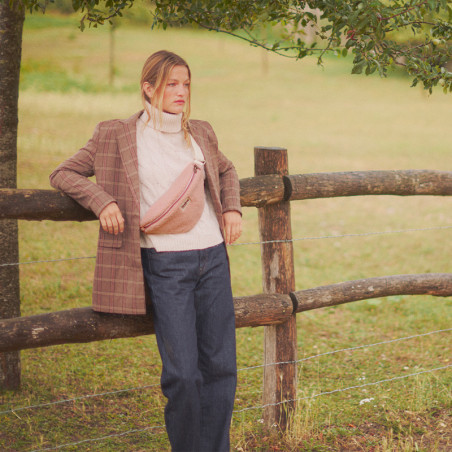 Banane Olivia HINDBAG TEDDY Rose Poudré - Collection Teddy Chéri - Le sac bannane en Fourrure Éthique