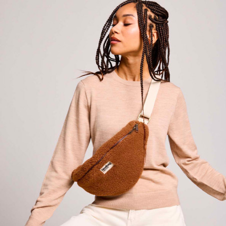 Hindbag - Banane Sasha Teddy Brun - Collection Fourrure Éthique - mode Hiver