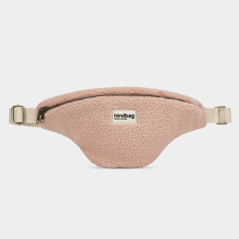Hindbag - Banane Sasha Teddy Rose Poudré - Collection Fourrure Éthique - mode Femme
