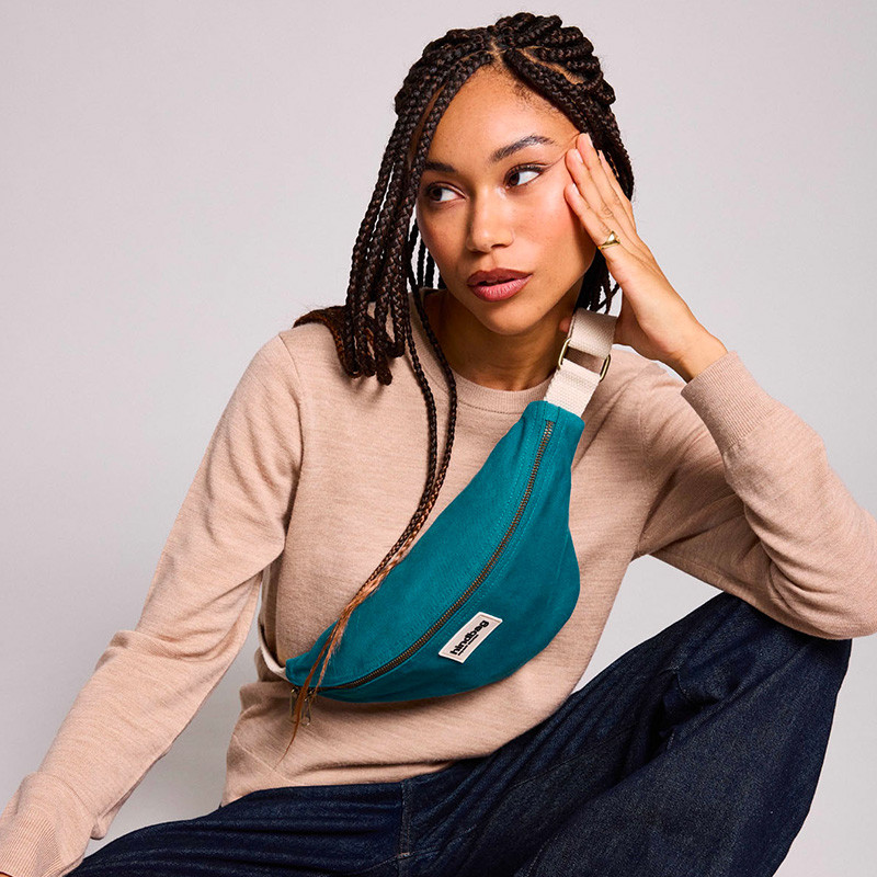 Sac banane Olivia Bleu Paon en coton - Hindbag - Accessoire mode