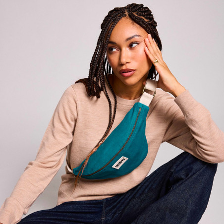 Sac banane Olivia Bleu Paon en coton - Hindbag - Accessoire mode