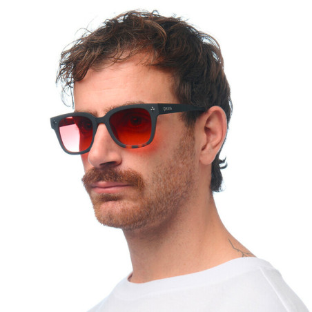 LUNETTES DE SOLEIL OKKIA GIOVANNI - COULEURS HAVANA BLACK ET VERRES ROUGE | OK012-BK-RD