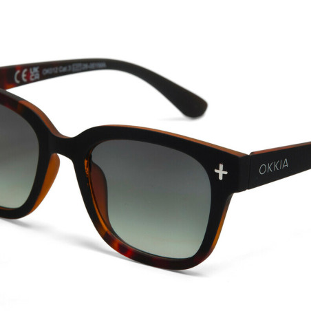 LUNETTES DE SOLEIL OKKIA GIOVANNI - COULEURS HAVANA BLACK ET VERRES VERT | OK012-BK-GR