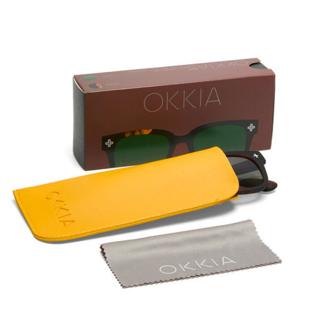 LUNETTES DE SOLEIL OKKIA GIOVANNI - COULEURS HAVANA BLACK ET VERRES VERT | OK012-BK-GR