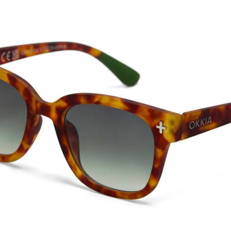 LUNETTES DE SOLEIL OKKIA GIOVANNI - COULEURS SAHARA HAVANA ET VERRES VERT | OK012-SH-GR