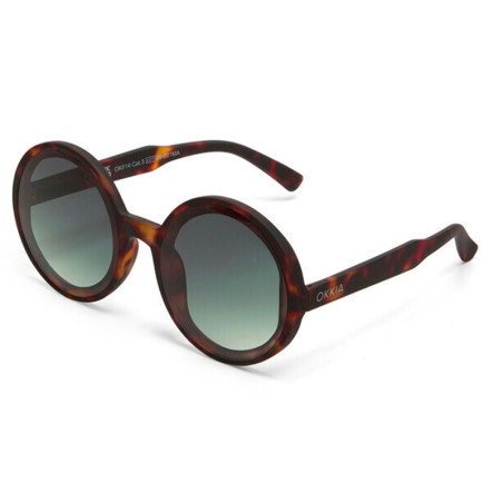 LUNETTES DE SOLEIL OKKIA MONICA - COULEUR HAVANA ET VERRES VERT - REF OK014 CH-GR