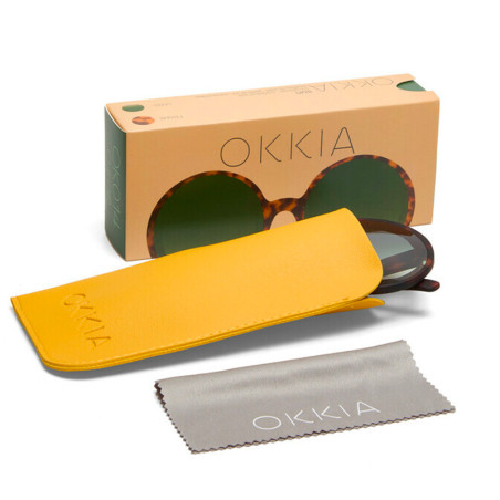 LUNETTES DE SOLEIL OKKIA MONICA - COULEUR HAVANA ET VERRES VERT - REF OK014 CH-GR