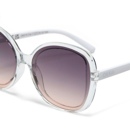 LUNETTES DE SOLEIL OKKIA ANNA -  GRAND FORMAT - TRANSPARENT CLEAR ET VERRES NOIR - OK019 TCL-BK