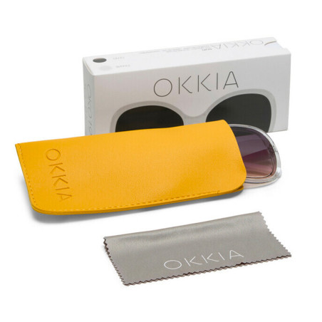 LUNETTES DE SOLEIL OKKIA ANNA -  GRAND FORMAT - TRANSPARENT CLEAR ET VERRES NOIR - OK019 TCL-BK