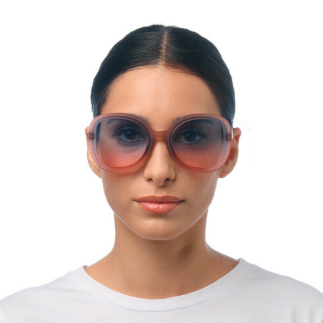 LUNETTES DE SOLEIL OKKIA ANNA -  GRAND FORMAT - PINK HAVANA ET VERRES BLUE PINK - OK019 PH-BP