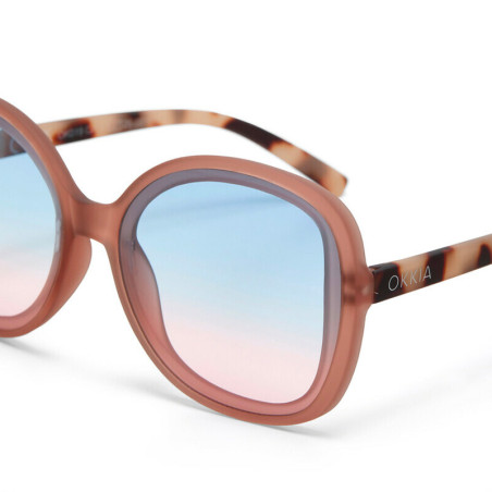 LUNETTES DE SOLEIL OKKIA ANNA -  GRAND FORMAT - PINK HAVANA ET VERRES BLUE PINK - OK019 PH-BP
