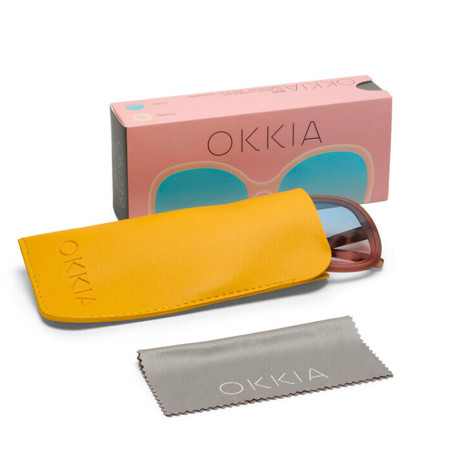 LUNETTES DE SOLEIL OKKIA ANNA -  GRAND FORMAT - PINK HAVANA ET VERRES BLUE PINK - OK019 PH-BP