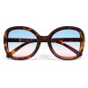 LUNETTES DE SOLEIL OKKIA ANNA -  GRAND FORMAT - HAVANA ET VERRES BLUE PINK - OK019 CH-BP