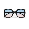LUNETTES DE SOLEIL OKKIA ANNA -  GRAND FORMAT - NOIR ET VERRES BLUE PINK - OK019 BK-BP