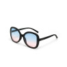 LUNETTES DE SOLEIL OKKIA ANNA -  GRAND FORMAT - NOIR ET VERRES BLUE PINK - OK019 BK-BP