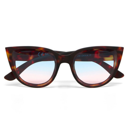 OKKIA LUNETTES DE SOLEIL SILVIA - COULEUR HAVANA ET VERRES BLEU PINK - OK020 CH-BP