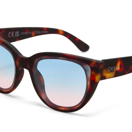 OKKIA LUNETTES DE SOLEIL SILVIA - COULEUR HAVANA ET VERRES BLEU PINK - OK020 CH-BP