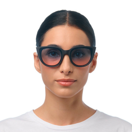 OKKIA LUNETTES DE SOLEIL SILVIA - MONTURE NOIR ET VERRES BLEU PINK - OK020 BK-BP